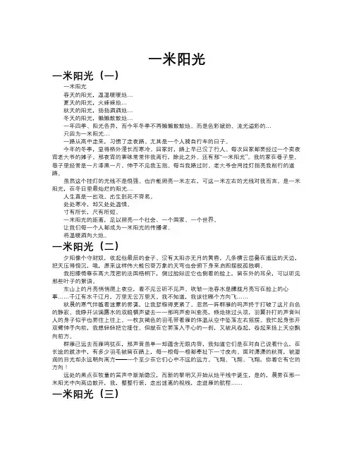 一米阳光作文共九篇