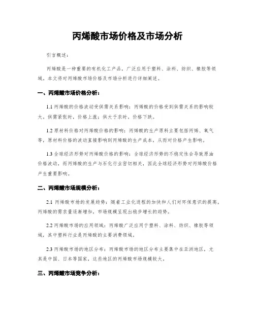 丙烯酸市场价格及市场分析