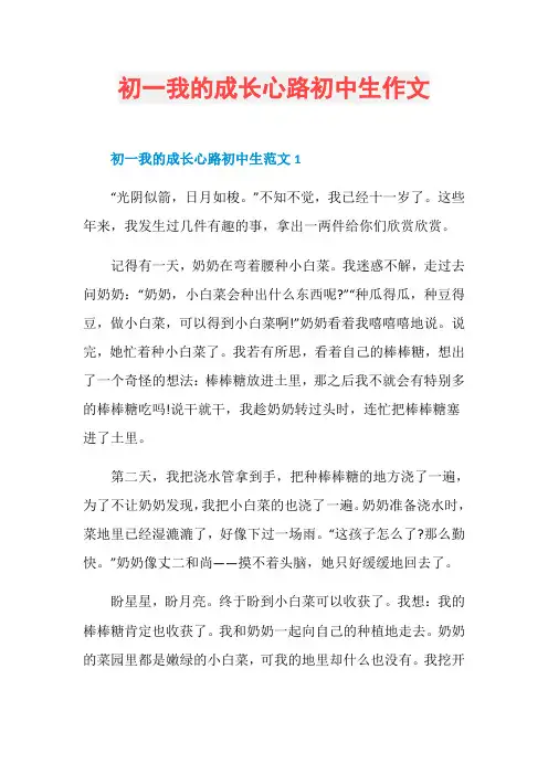 初一我的成长心路初中生作文