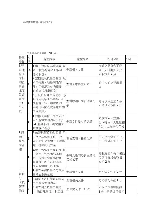 科室质量控制小组活动记录说课材料
