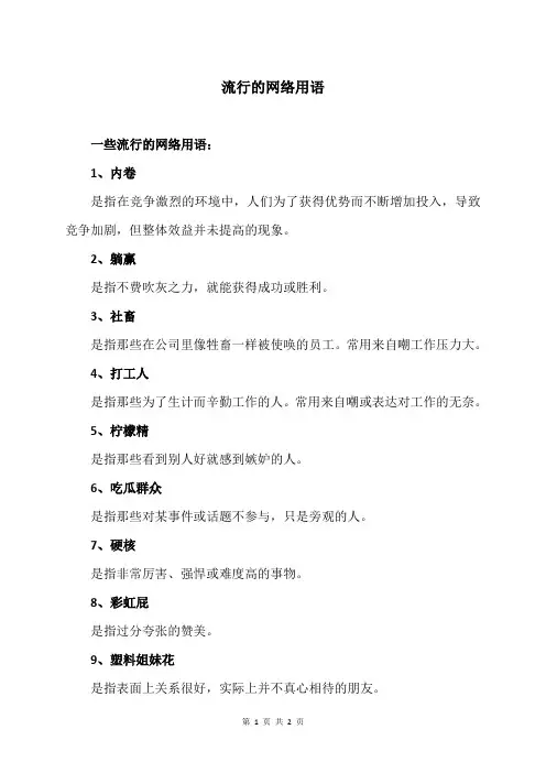 流行的网络用语(2024年)