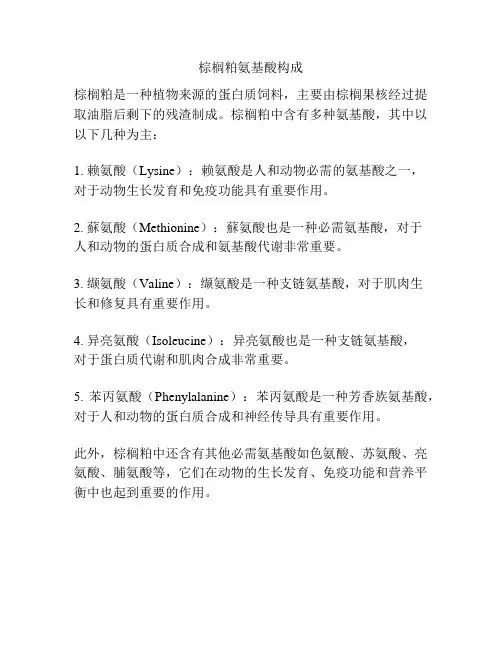 棕榈粕氨基酸构成