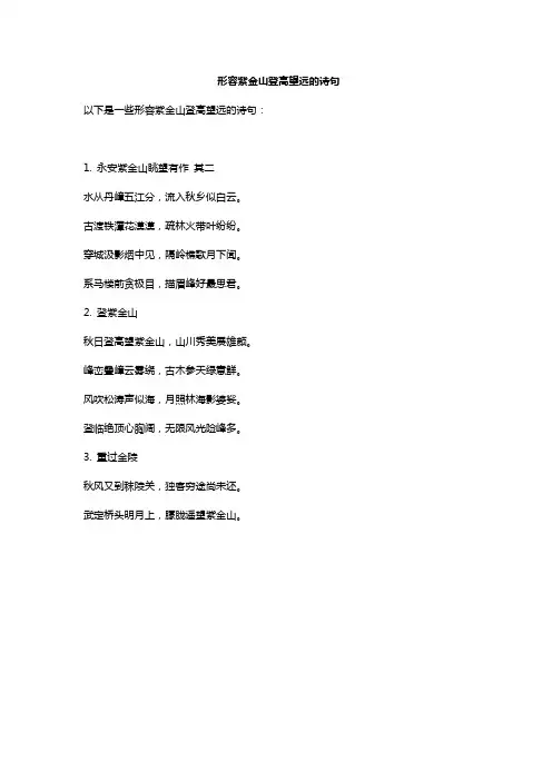 形容紫金山登高望远的诗句
