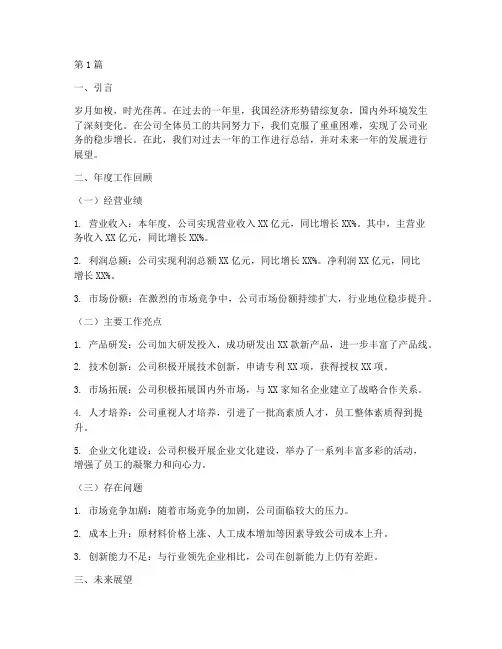 公司总结年度展望范文(3篇)