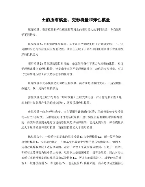 土的压缩模量、变形模量和弹性模量