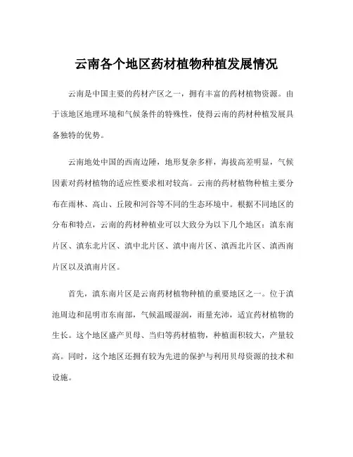 云南各个地区药材植物种植发展情况