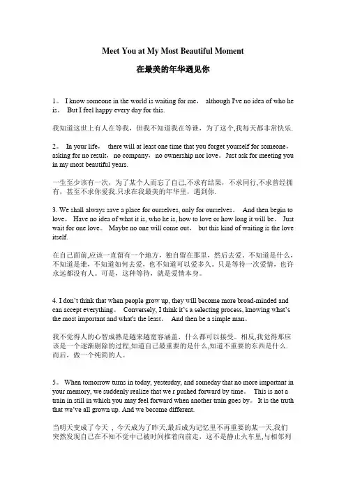 在最美的年华遇见你(中英文)【范本模板】