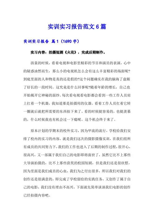 实训实习报告范文6篇