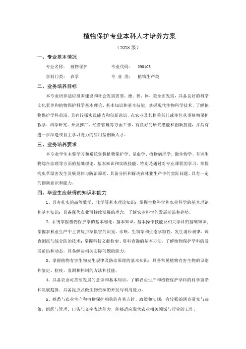 植物保护专业人才培养方案