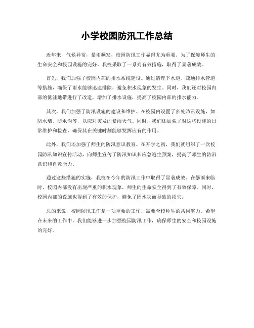 小学校园防汛工作总结