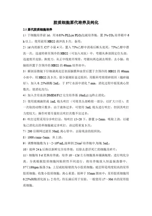 星形胶质细胞和小胶质细胞培养