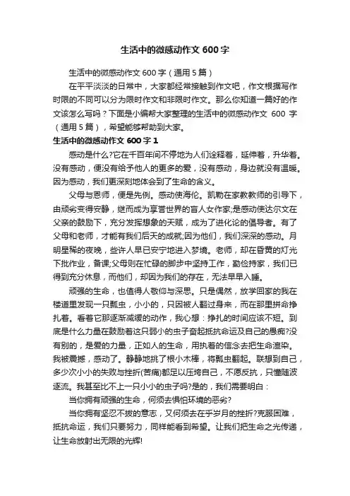 生活中的微感动作文600字