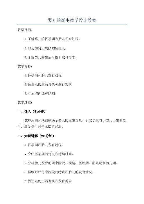 婴儿的诞生教学设计教案