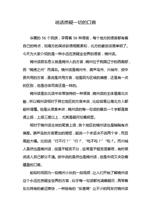 说话质疑一切的口音