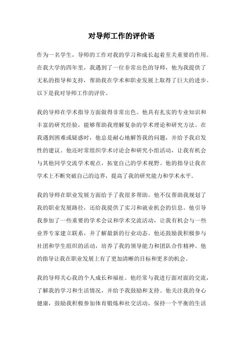 对导师工作的评价语