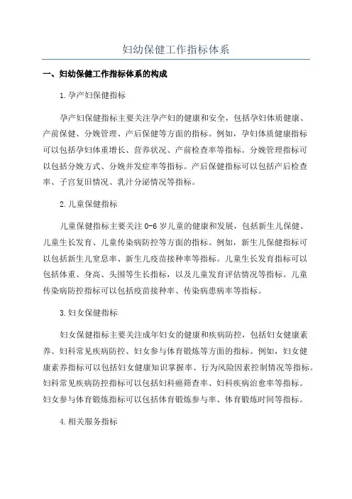 妇幼保健工作指标体系