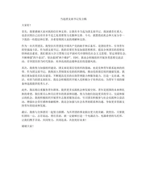 当选团支部书记发言稿