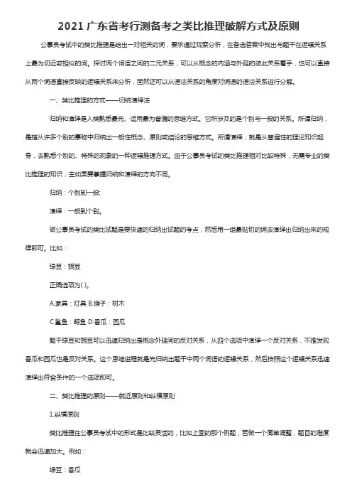 2021广东省考行测备考之类比推理破解方式及原则