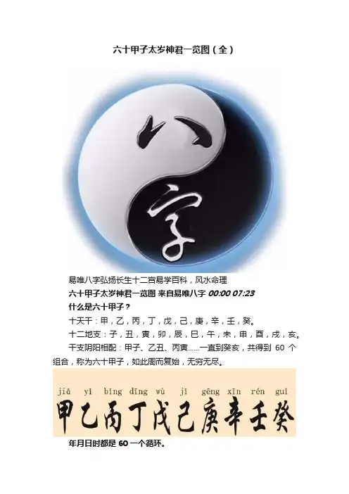 六十甲子太岁神君一览图（全）