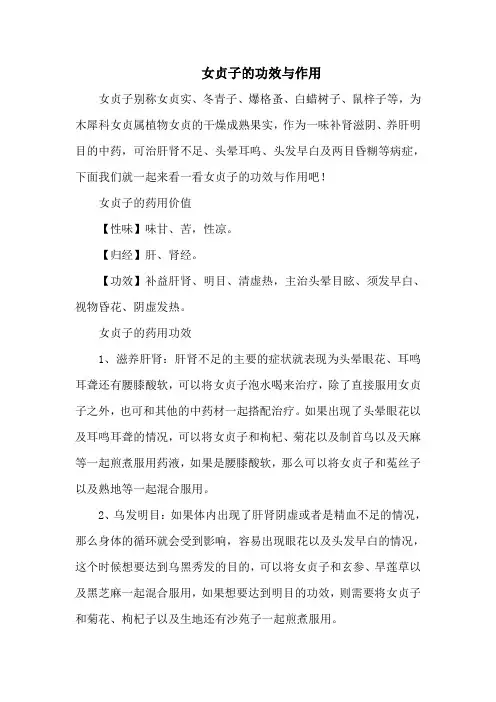 女贞子的功效与作用