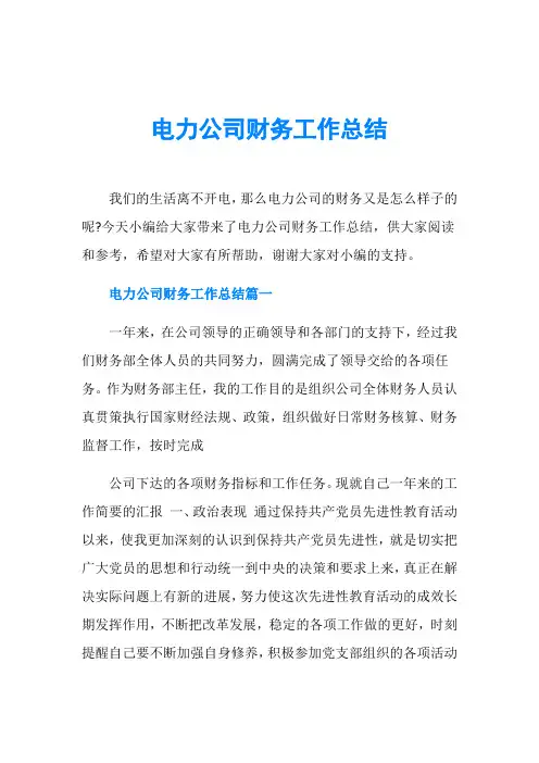 电力公司财务工作总结