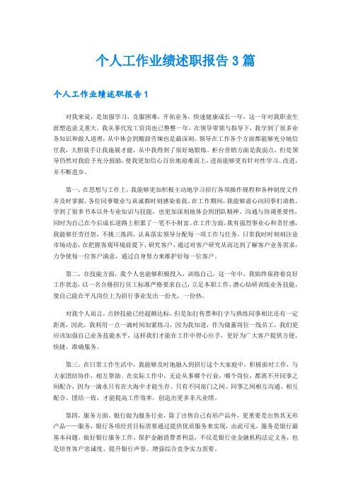 个人工作业绩述职报告3篇