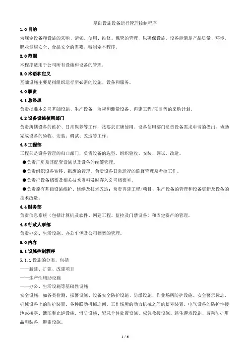 基础设施设备运行管理控制程序