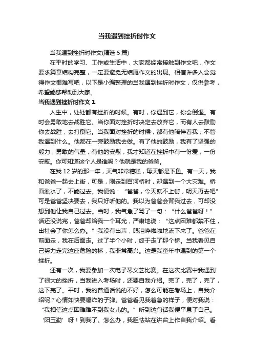 当我遇到挫折时作文（精选5篇）