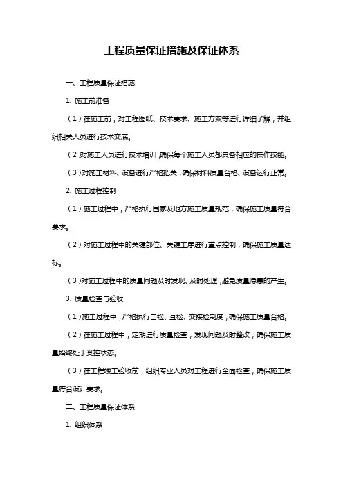 工程质量保证措施及保证体系