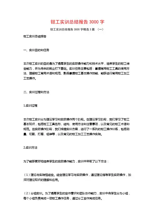 钳工实训总结报告3000字3篇