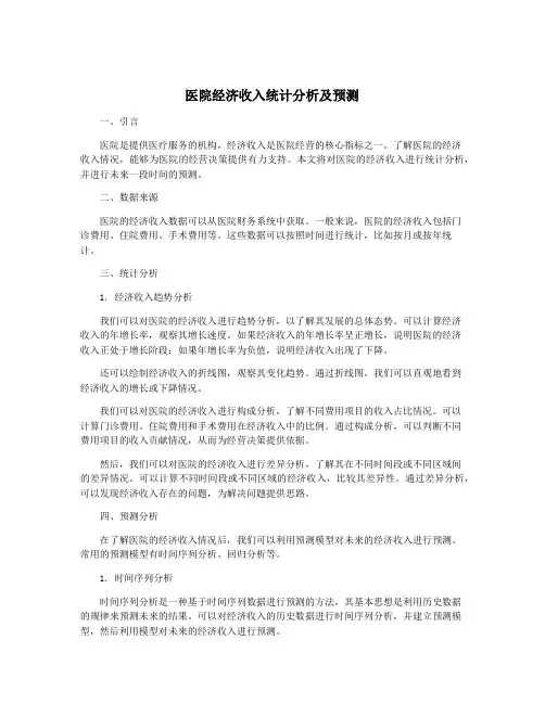 医院经济收入统计分析及预测