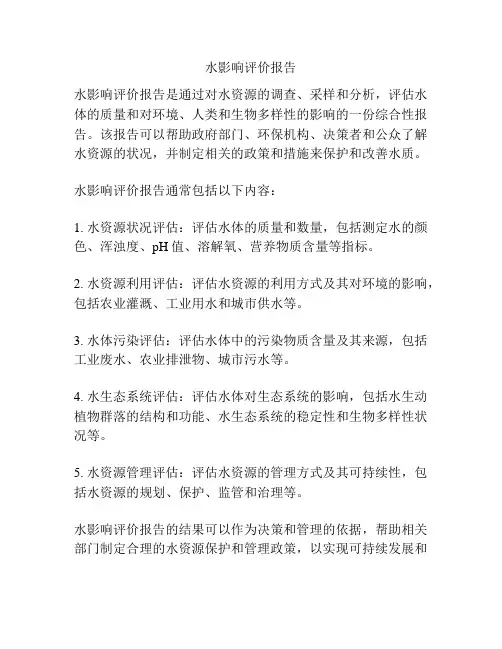 水影响评价报告