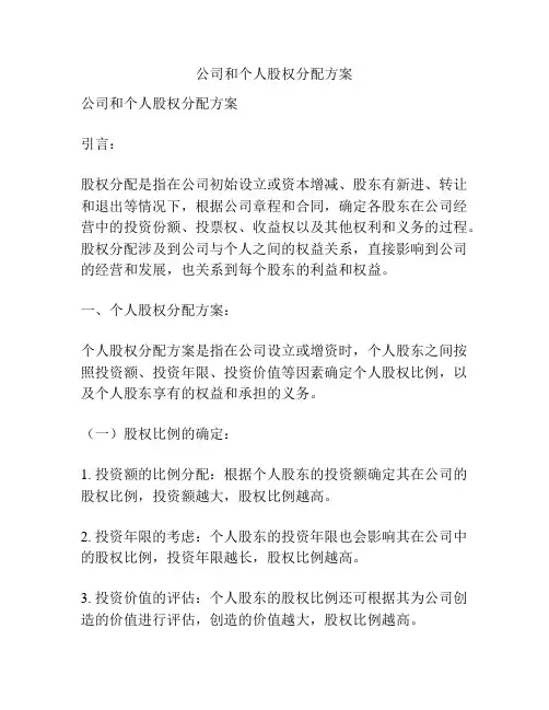公司和个人股权分配方案