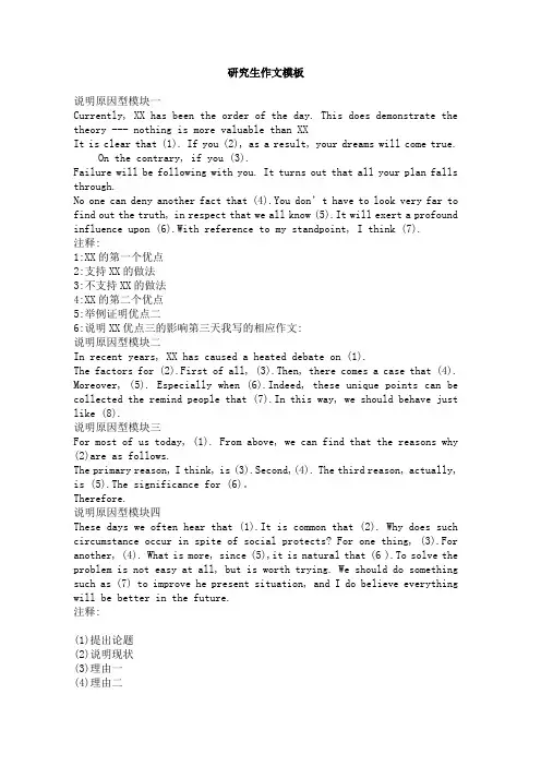 研究生英语作文模板(完全版)!