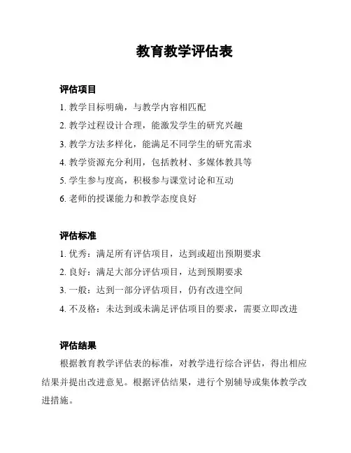教育教学评估表