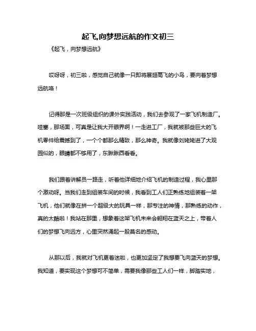起飞,向梦想远航的作文初三