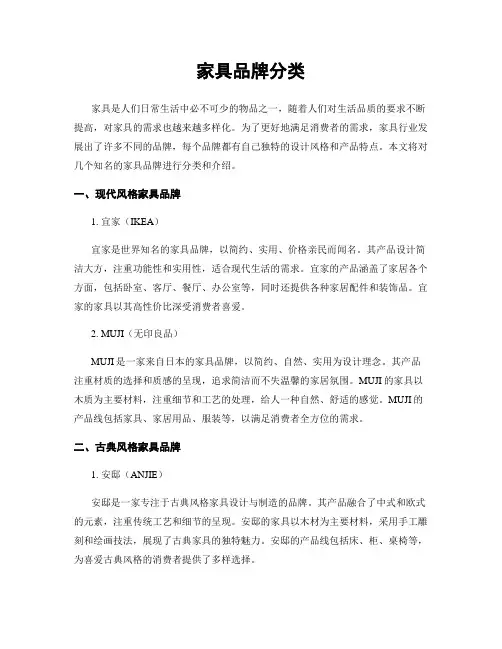 家具品牌分类