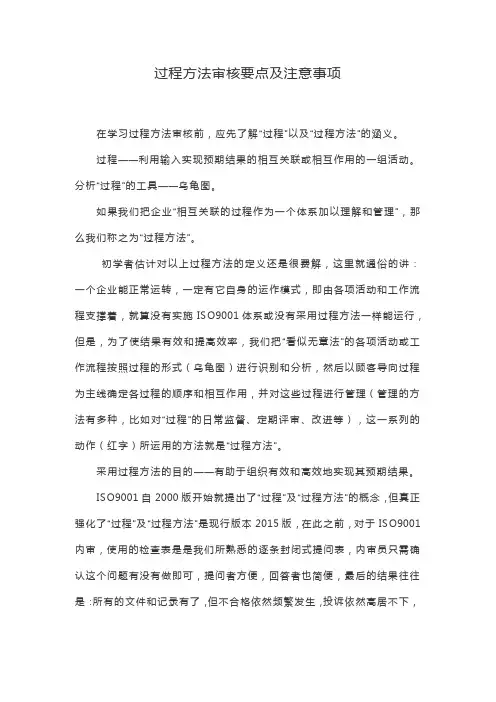 过程方法审核要点及注意事项