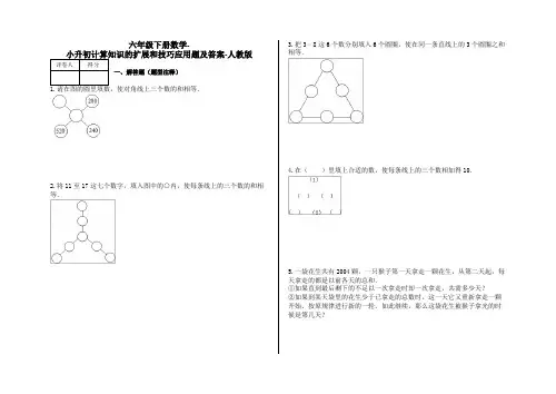 六年级下册数学-小升初算式谜、数阵与进位制应用题及答案1-人教版