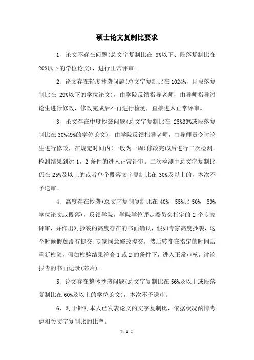 硕士论文复制比要求