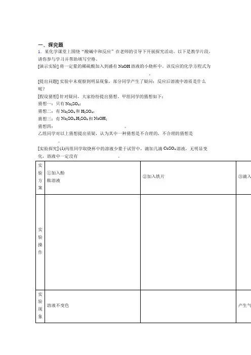 北京市海淀区中考化学精编100探究题合集