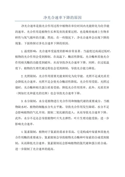 净光合速率下降的原因