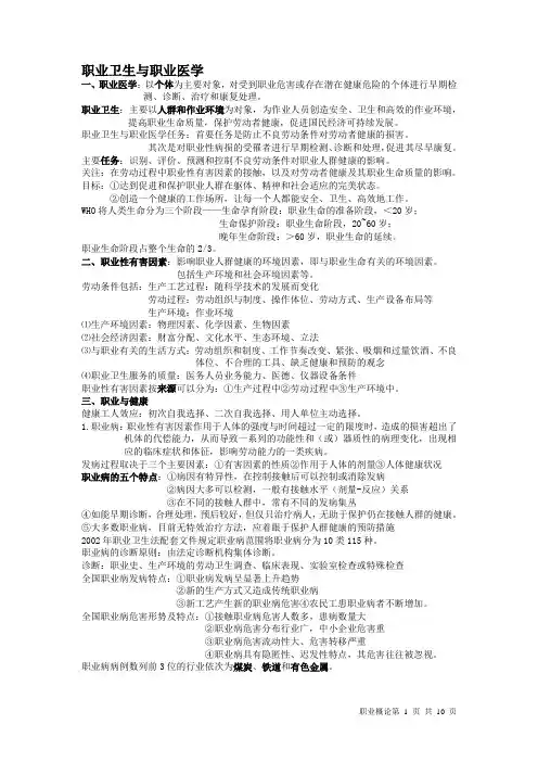 职业医学与职业卫生