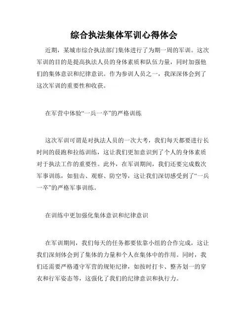 综合执法集体军训心得体会