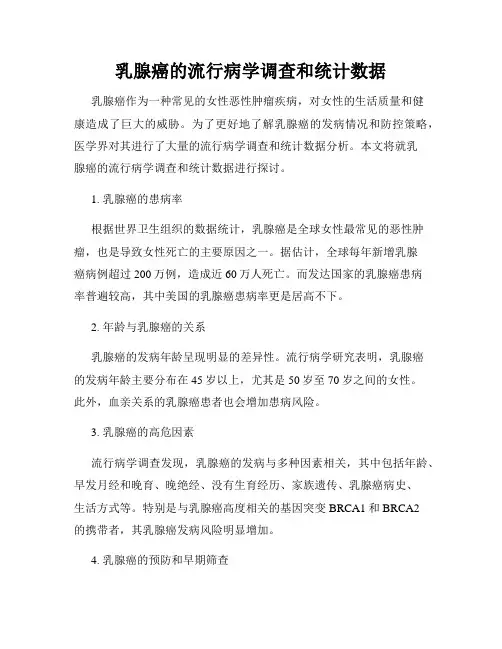 乳腺癌的流行病学调查和统计数据
