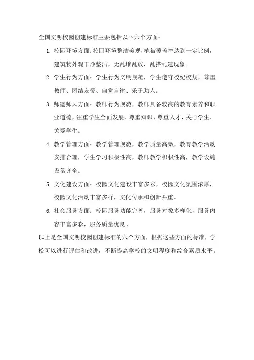 全国文明校园创建标准