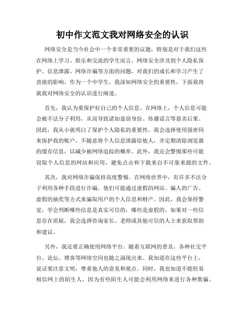 初中作文范文我对网络安全的认识