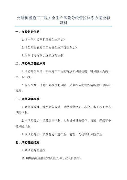 公路桥涵施工工程安全生产风险分级管控体系方案全套资料