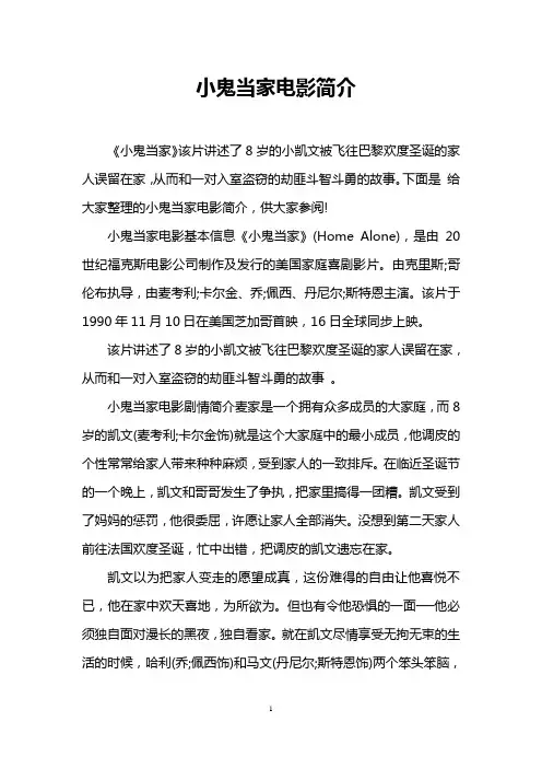 小鬼当家电影简介