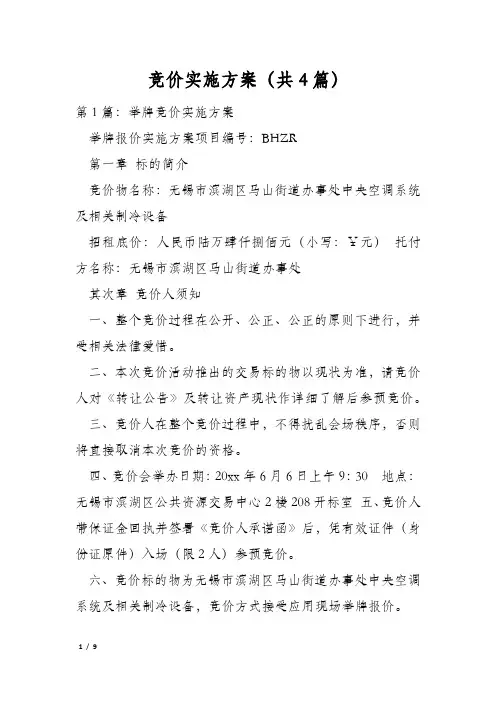 竞价实施方案(共4篇)